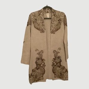 Chicos Beaded Embellished Cardigan Duster sz1/US8-10